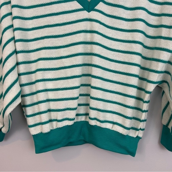 Vintage Speedo Green & White Striped Dolman Cuffed Blouse Size Medium - Picture 7 of 11